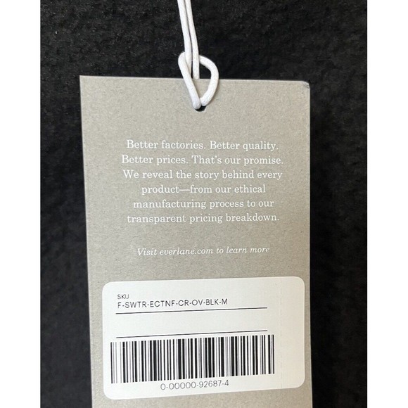 NWT Everlane Black Renew Fleece Oversized Crew Sweater Size Medium - Picture 7 of 13